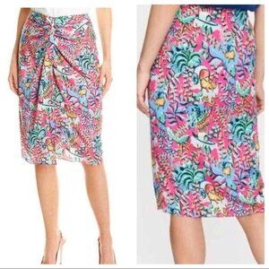 J. McLaughlin Blakely Wrap Skirt Rose Freshfield Size 10 Pink Knee Length womens